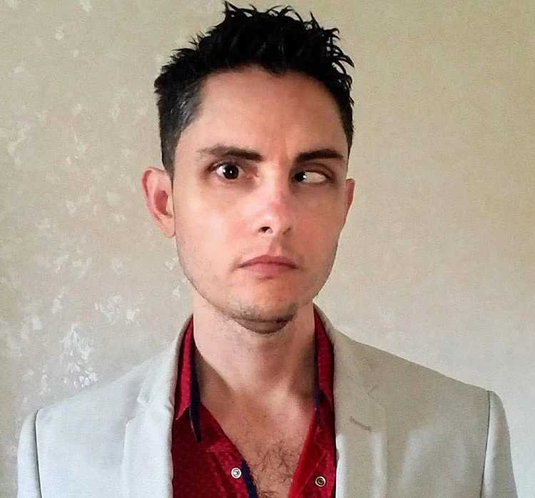 Here we see my very crossed eye (and alluring wisps of chest hair)